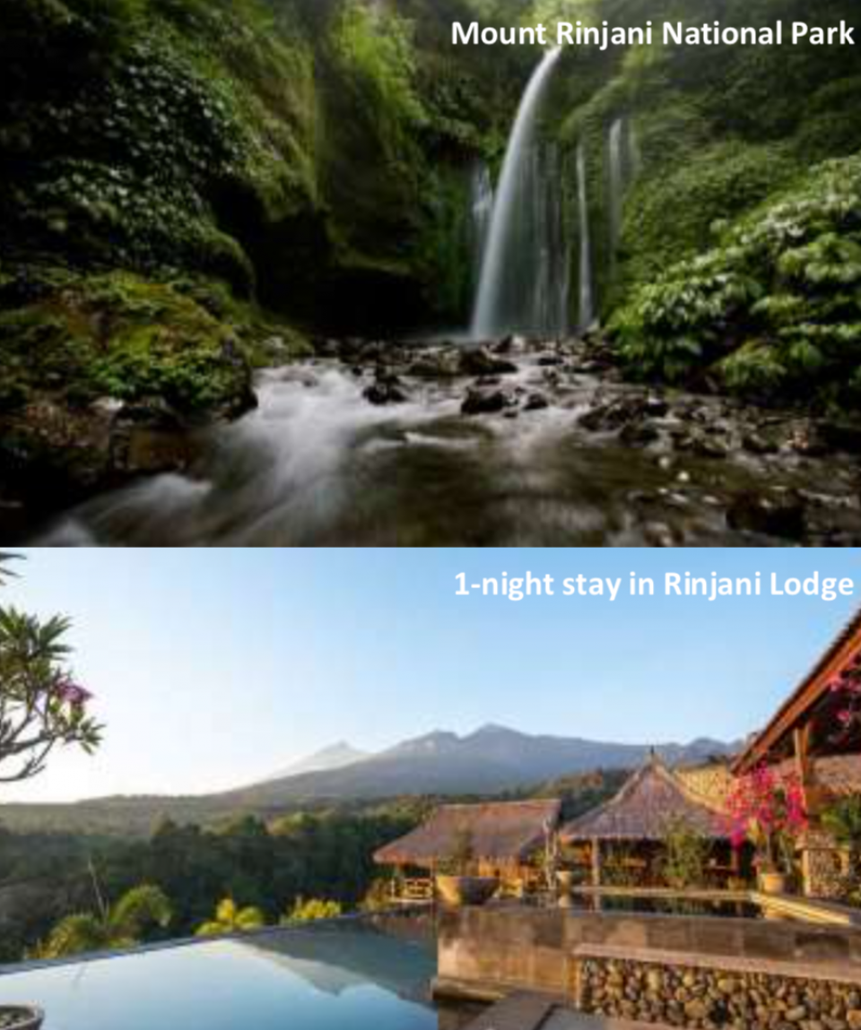 4 Days 3 Nights Lombok, Mount Rinjani National Park, Senggigi Beach, Tiu Kelep Waterfall, Kuta Beach, Gili Mangkuk, Pink Beach